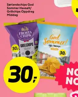 Bunnpris Sørlandschips God Sommer Havsalt/ Grillchips Oppdrag Middag tilbud