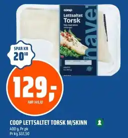 Coop Obs Coop lettsaltet torsk m/skinn tilbud