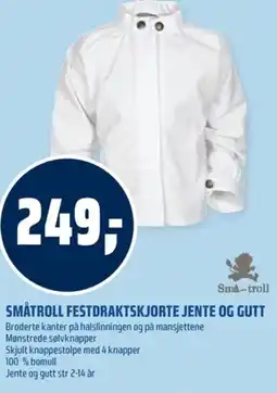 Coop Obs Småtroll festdraktskjorte jente og gutt tilbud