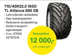 Felleskjøpet 710/ 45R22.5 165D TL Alliance 885 SB tilbud