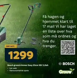 Megaflis Bosch gresstrimmer Easy 23cm 18V 2,0ah tilbud