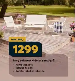 Megaflis Envy sofasett 4 deler sand/grå tilbud