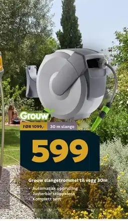 Megaflis Grouw slangetrommel til vegg 30m tilbud