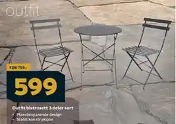 Megaflis Outfit bistrosett 3 deler sort tilbud