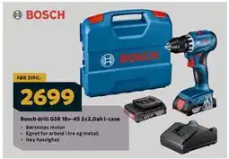 Megaflis Bosch drill GSR 18v-45 2x2,0ah l-case tilbud