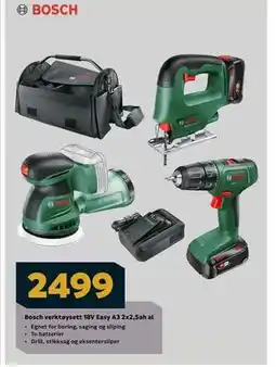 Megaflis Bosch verktøysett 18V Easy A3 2x2,5ah al tilbud