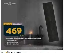 Megaflis BerryAlloc Sort Kalk Satin slett baderomspanel tilbud