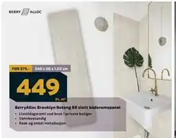 Megaflis BerryAlloc Brooklyn Betong BR slett baderomspanel tilbud