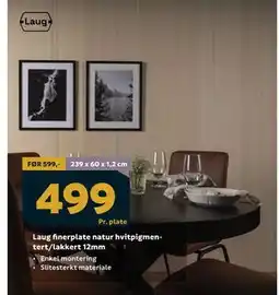 Megaflis Laug finerplate natur hvitpigmentert/lakkert 12mm tilbud