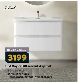 Megaflis Lind Magical 80 servantskap hvit tilbud