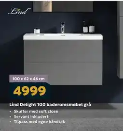 Megaflis Lind Delight 100 baderomsmøbel grå tilbud