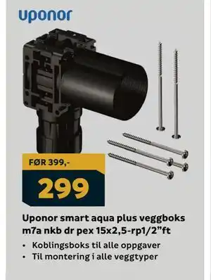 Megaflis Uponor smart aqua plus veggboks m7a nkb dr pex 15x2,5-rp1/2”ft tilbud