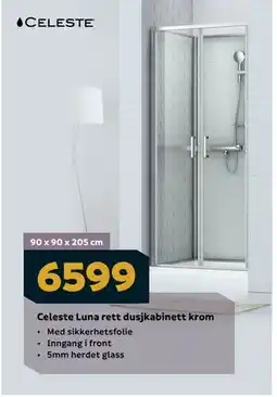 Megaflis Celeste Luna rett dusjkabinett krom tilbud