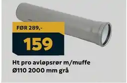 Megaflis Ht pro avløpsrør m/muffe Ø110 2000 mm grå tilbud