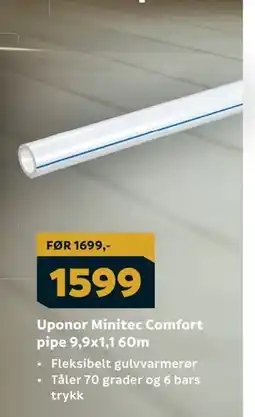 Megaflis Uponor Minitec Comfort pipe 9,9x1,1 60m tilbud