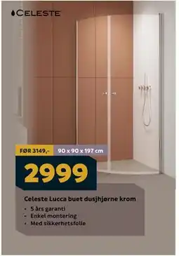 Megaflis Celeste Lucca buet dusjhjørne krom tilbud