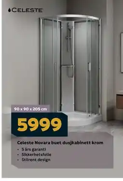 Megaflis Celeste Novara buet dusjkabinett krom tilbud