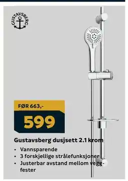 Megaflis Gustavsberg dusjsett 2.1 krom tilbud