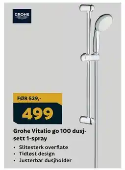 Megaflis Grohe Vitalio go 100 dusjsett 1-spray tilbud