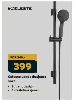 Megaflis Celeste Leeds dusjsett sort tilbud