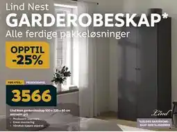 Megaflis Lind Nest garderobeskap 100 x 220 x 60 cm antrasitt grå tilbud