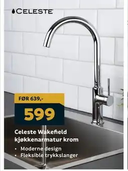 Megaflis Celeste Wakefield kjøkkenarmatur krom tilbud