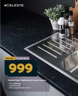 Megaflis Celeste Napoli kjøkkenkum høyre/venstre tilbud