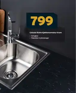 Megaflis Celeste Stoke kjøkkenarmatur krom tilbud