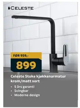 Megaflis Celeste Stoke kjøkkenarmatur krom/matt sort tilbud