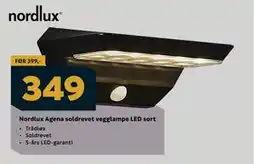 Megaflis Nordlux Agena soldrevet vegglampe LED sort tilbud