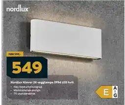 Megaflis Nordlux Kinver 26 vegglampe IP54 LED hvit tilbud