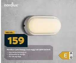 Megaflis Nordlux Cuba Energy oval vegg/tak ip54 led hvit tilbud