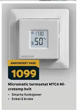 Megaflis Micromatic termostat MTC4 Microtemp hvit tilbud