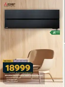 Megaflis Mitsubishi Electric Kaiteki 6600 varmepumpe sort tilbud