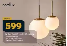 Megaflis Nordlux Grant 25 pendel e27 messing tilbud