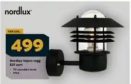 Megaflis Nordlux Vejers vegg E27 sort tilbud