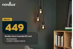 Megaflis Nordlux Paco 3-pendel E27 sort tilbud