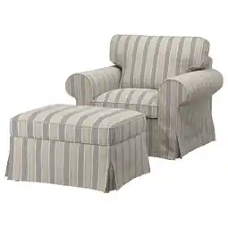 IKEA Ektorp Stol og fotskammel, Karlshov beige/flerfarget tilbud