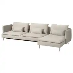 IKEA SÖderhamn 4-seters sovesofa, med sjeselong/fridtuna lys beige tilbud