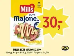 Coop Prix MILLS EKTE MAJONES 2 PK tilbud