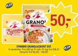Coop Prix SYNNØVE GRANOLA/SKIVET OST tilbud