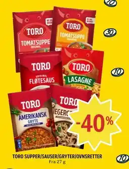 Coop Prix TORO SUPPER/SAUSER/GRYTER/OVNSRETTER tilbud
