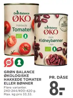 Meny Grøn balance økologiske hakkede tomater eller bønner tilbud