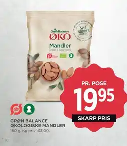 Meny Grøn balance økologiske mandler tilbud