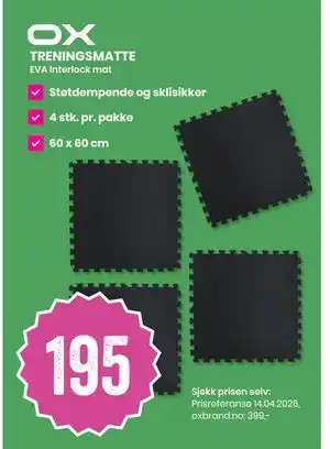 Sport Outlet TRENINGSMATTE tilbud