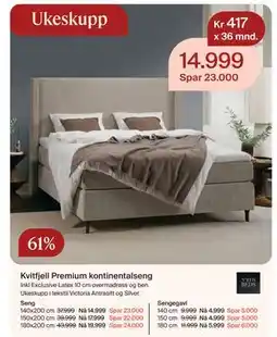 Møbelringen Kvitfjell Premium kontinentalseng tilbud