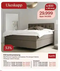Møbelringen K10 kontinentalseng tilbud