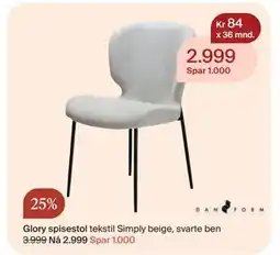 Møbelringen Glory spisestol tilbud