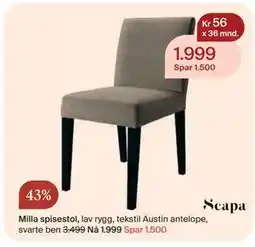 Møbelringen Milla spisestol tilbud