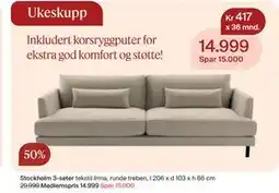 Møbelringen Stockholm 3-seter, Medlemspris tilbud
